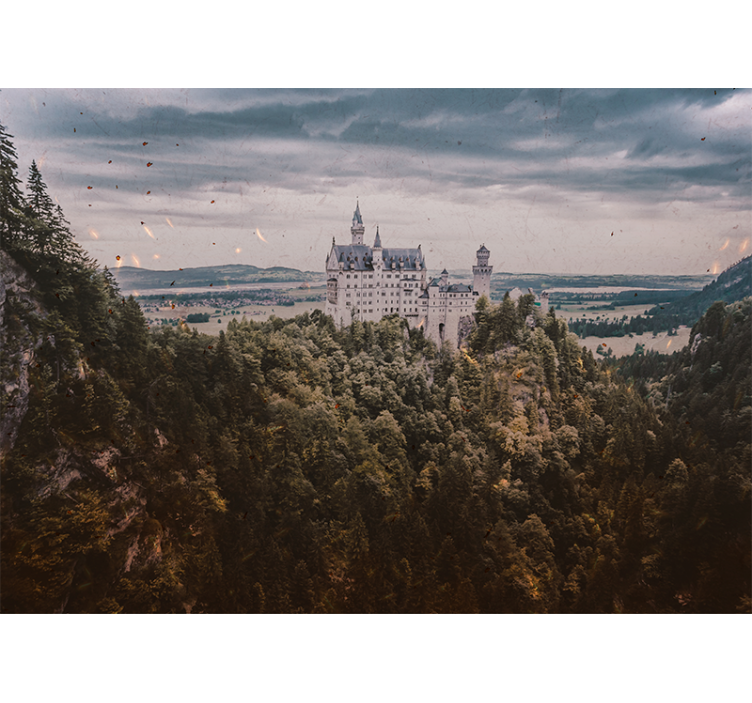 Slott på tåkete himmelen fototapet fantasi - Tenstickers