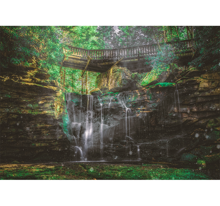 Fototapet landskap naturskjønn fossutsikt - Tenstickers