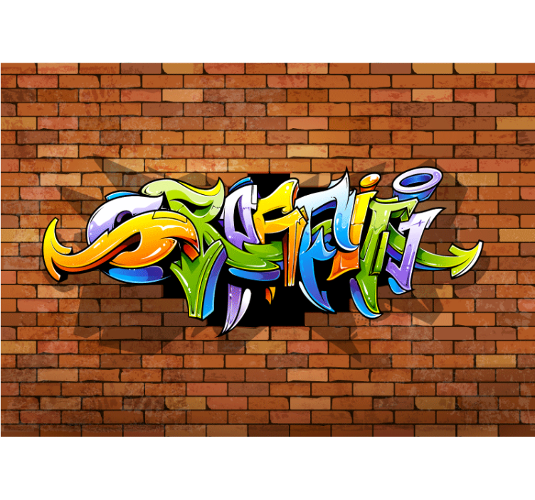 3d graffiti vegg fototapet musikk - Tenstickers