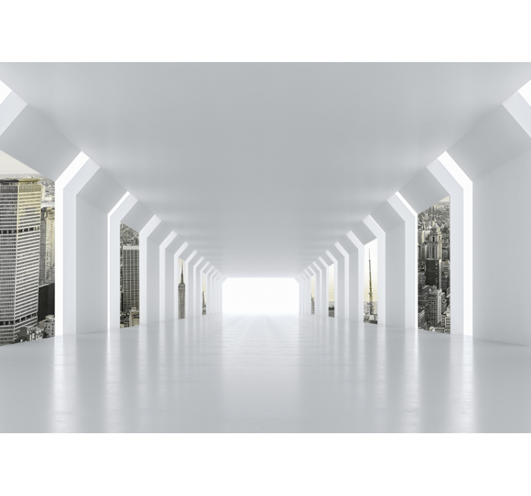 Fototapet byer futuristisk bylandskap - Tenstickers