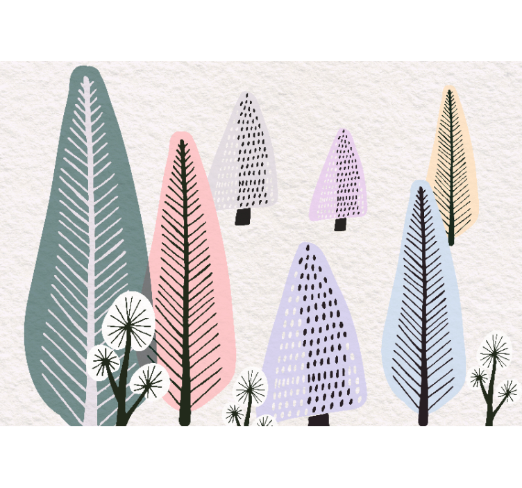 Fototapet trær med dekorative bladmotiver - Tenstickers