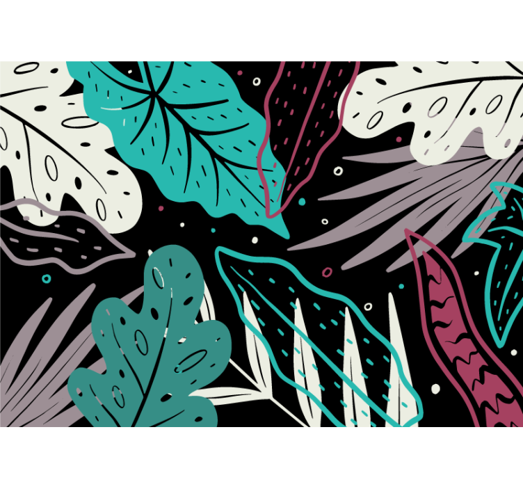 Fototapet natur med dekorative bladmotiver - Tenstickers