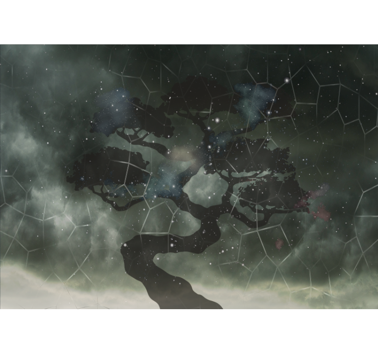 Fototapet verdensrommet himmelsk tre silhuett - Tenstickers