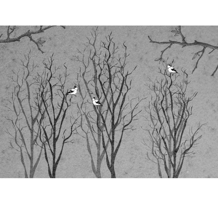 Fototapet trær kvister med fugler - Tenstickers