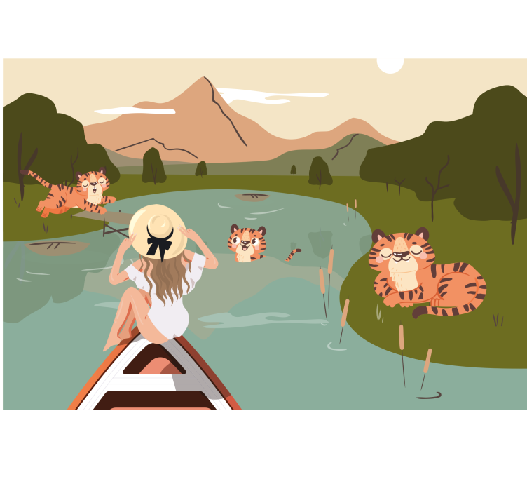 Fototapet spedbarn tigeren på eventyr - Tenstickers