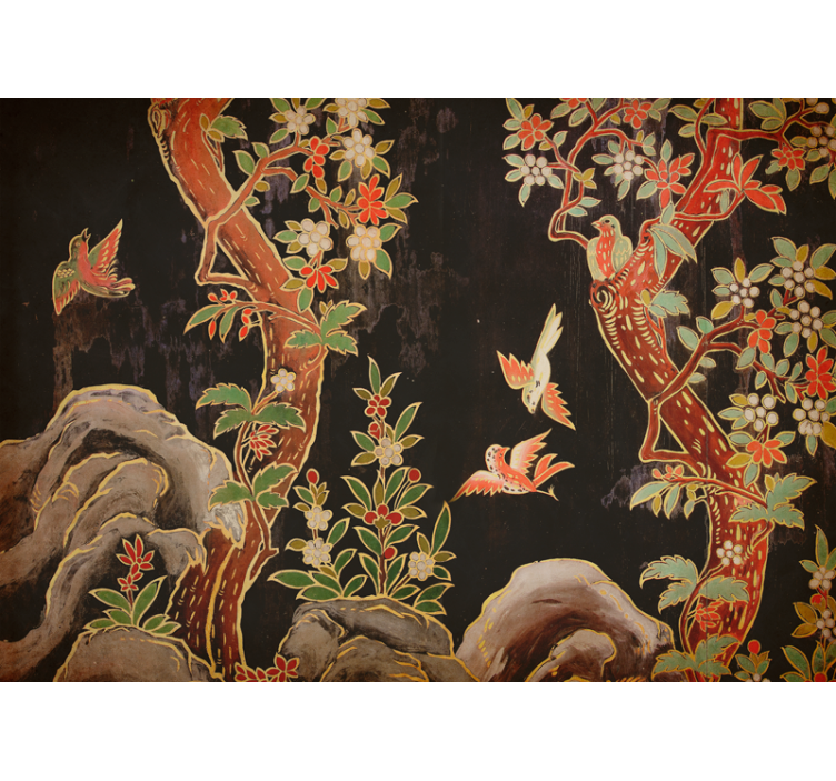 Fototapet dyr tropiske fugler scene - Tenstickers