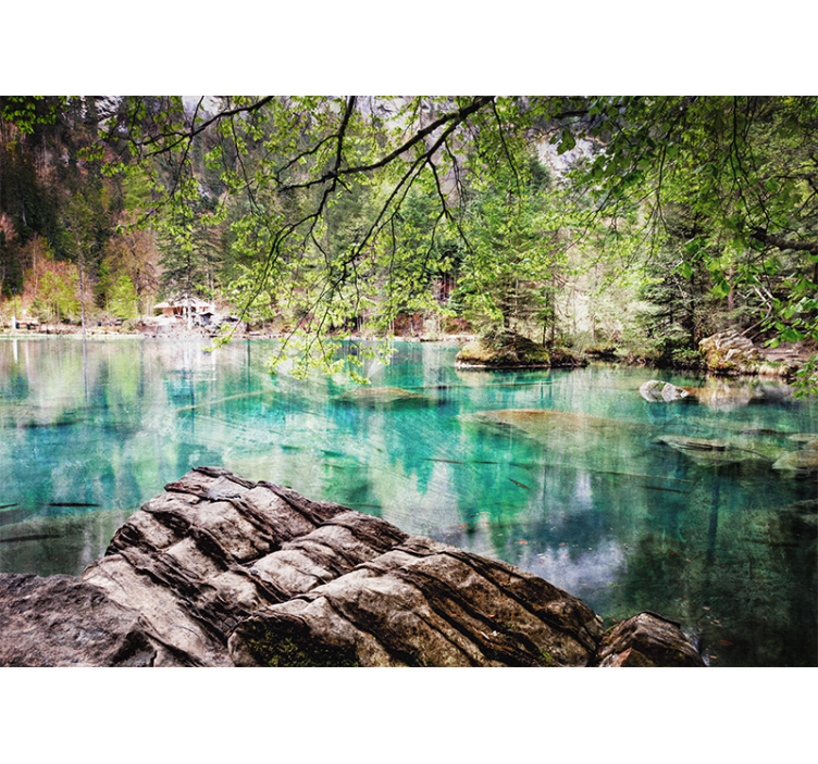 Fototapet landskap rolig innsjøscene - Tenstickers
