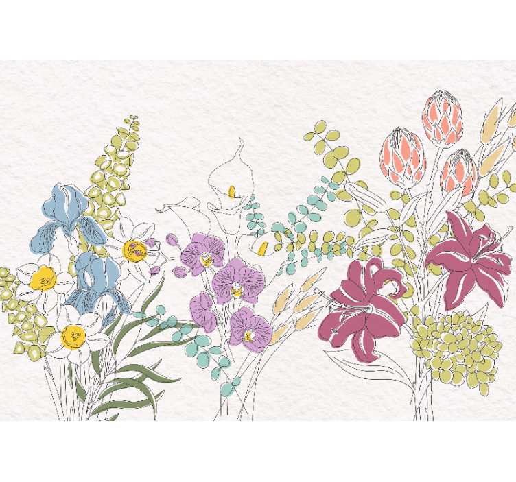 Malte blomster fototapet - Tenstickers