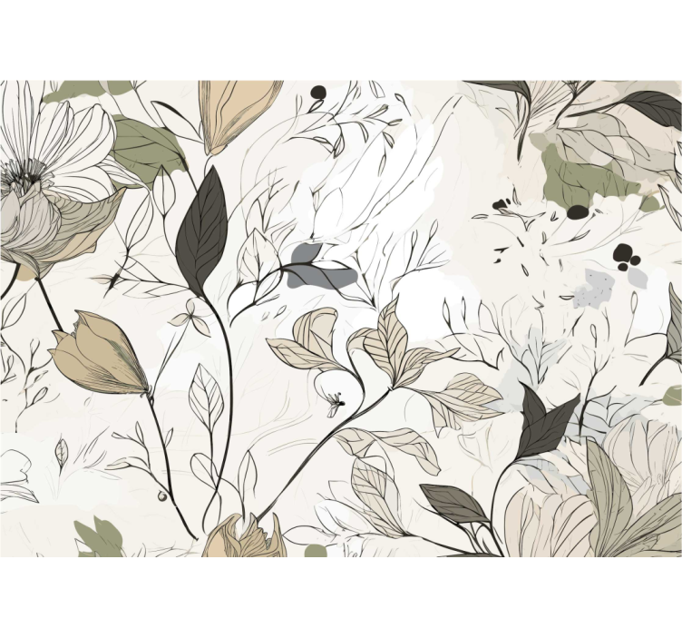 Tegne blomster bad fototapet - Tenstickers