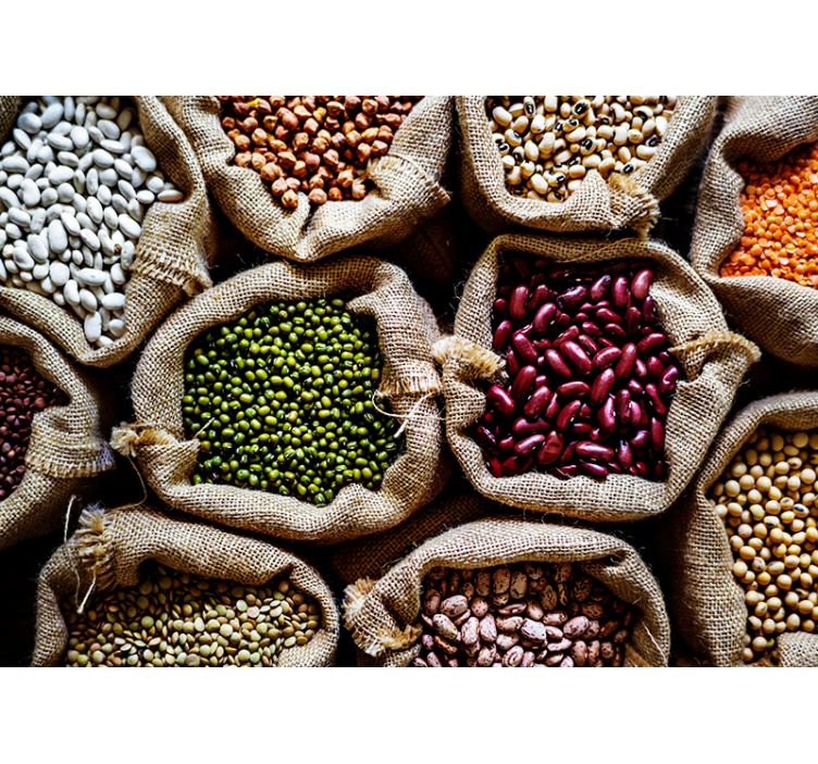 Utstilling for belgfrukter fototapet kjøkken - Tenstickers