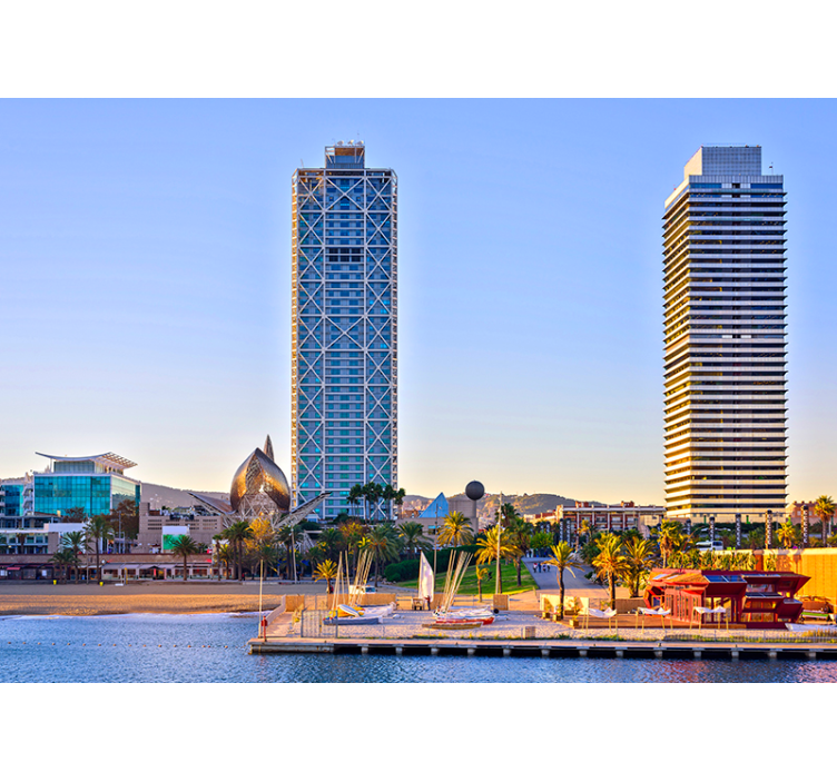 Kystutsikt fototapet Barcelona - Tenstickers