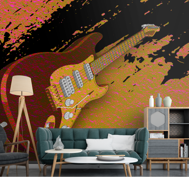 3d gitar "urban style" fototapet vintage - Tenstickers