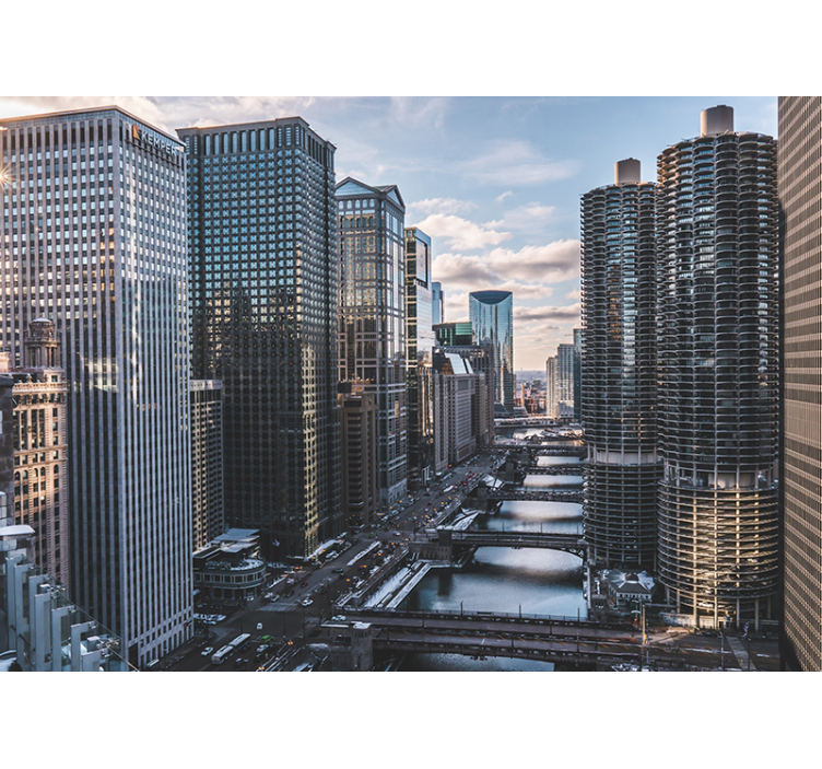 Fototapet byer chicago skyline utsikt - Tenstickers