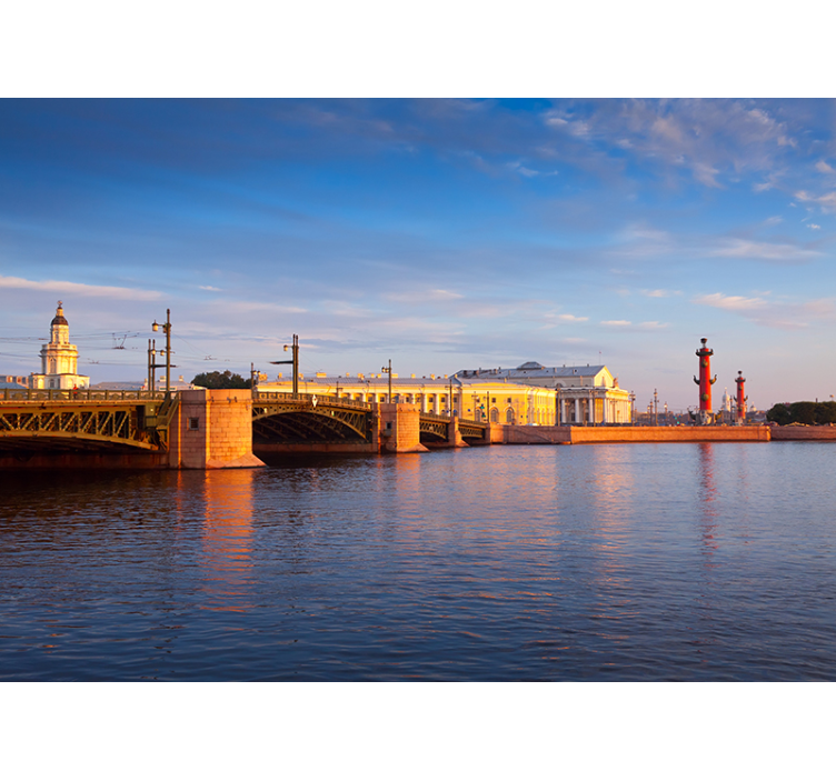 Fototapet byer st. petersburg bro solnedgang - Tenstickers