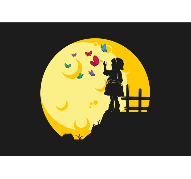 Fototapet baby barnefigur sommerfugler - Tenstickers