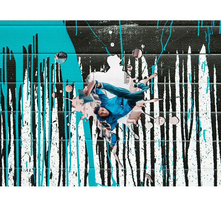 Fototapet urban kunst dynamisk skateboarder action - Tenstickers