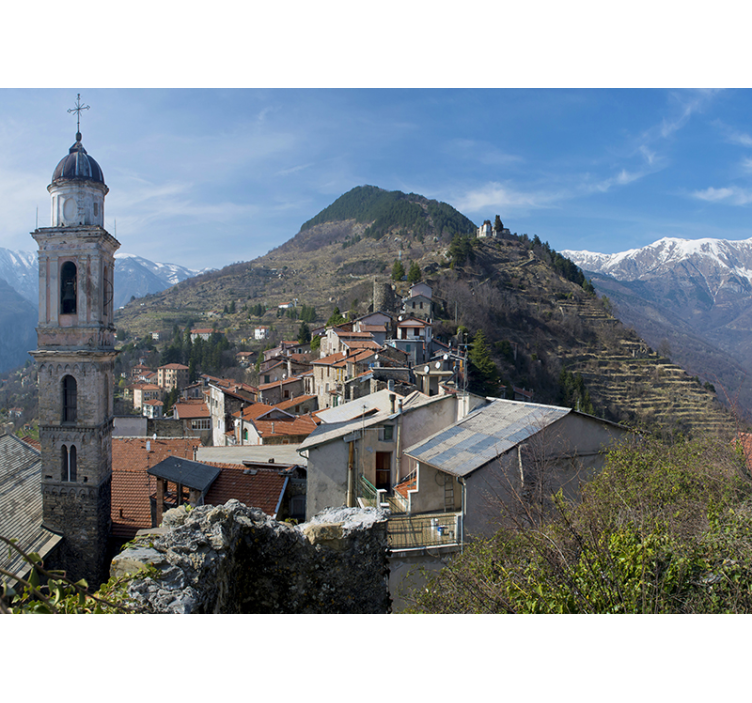 By i fjell veggmaleri landskap - Tenstickers