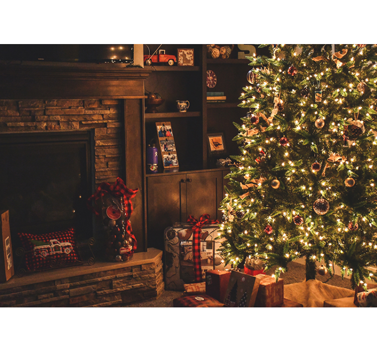 Jul fototapet feirende trebelysning - Tenstickers