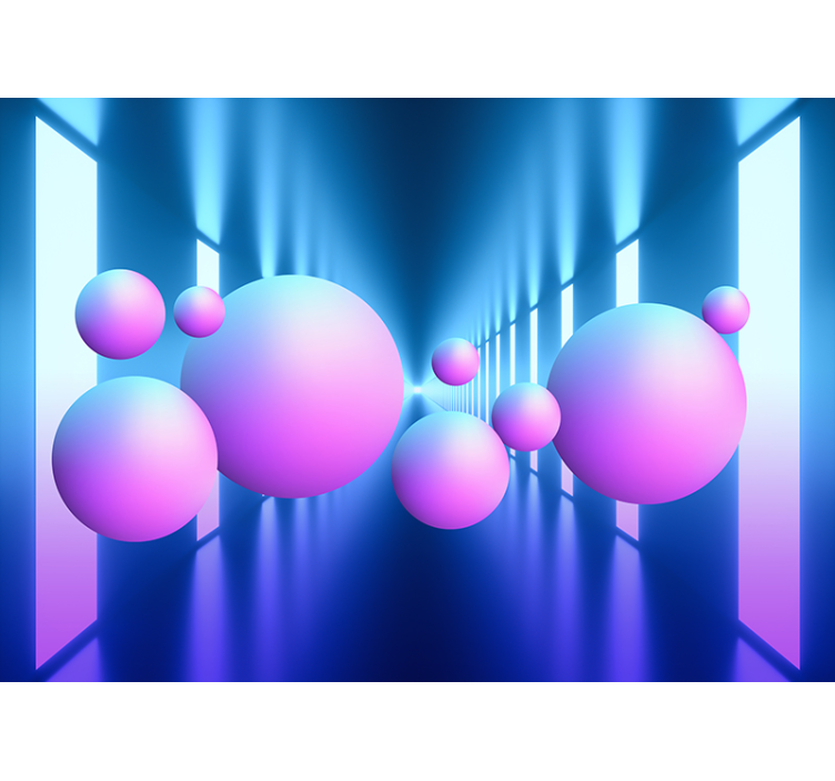 3d flytende baller i lyse melodier fototapet 3d - Tenstickers