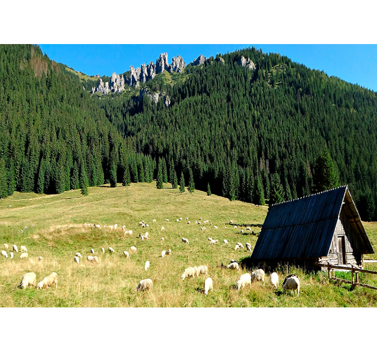 Fjellrike grøntområder fototapet landskap - Tenstickers