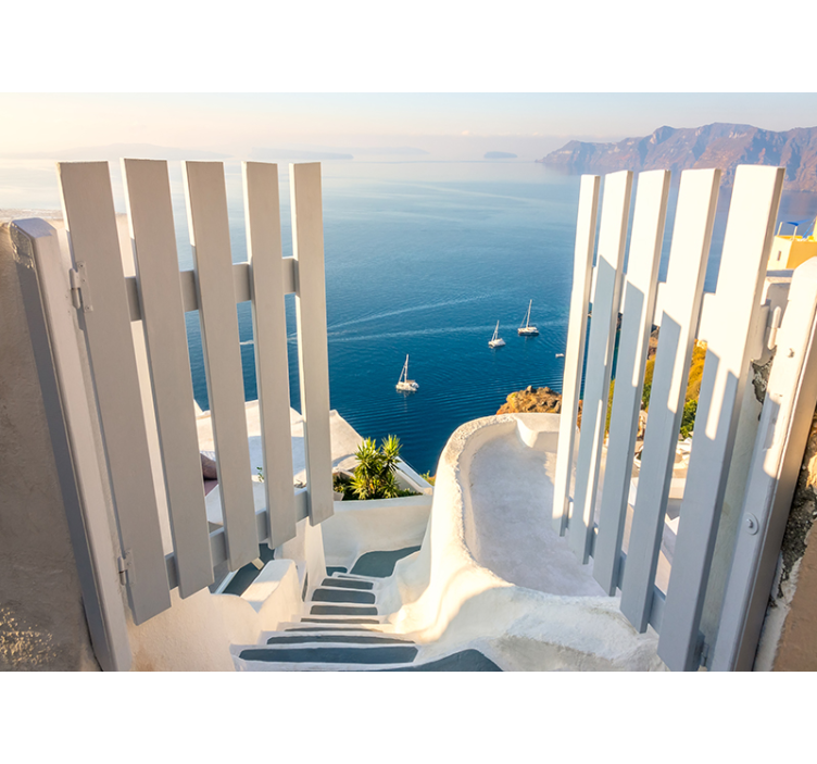 Seilbåter over havet fototapet landskap - Tenstickers