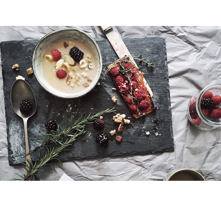 Fototapet blomster frisk bærglede - Tenstickers