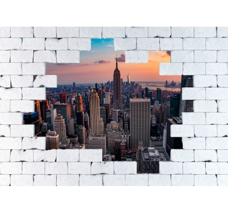 Fototapet new york solnedgang over skyline - Tenstickers
