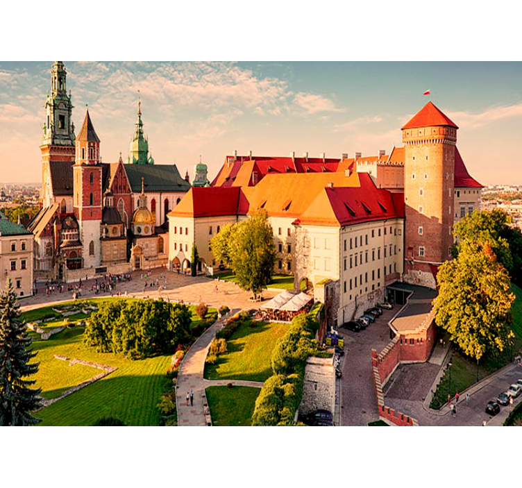 Historisk slottslandskap fototapet byer - Tenstickers