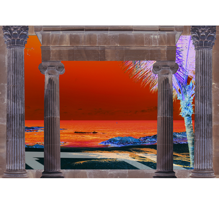 Tropisk kystutsikt fototapet landskap - Tenstickers