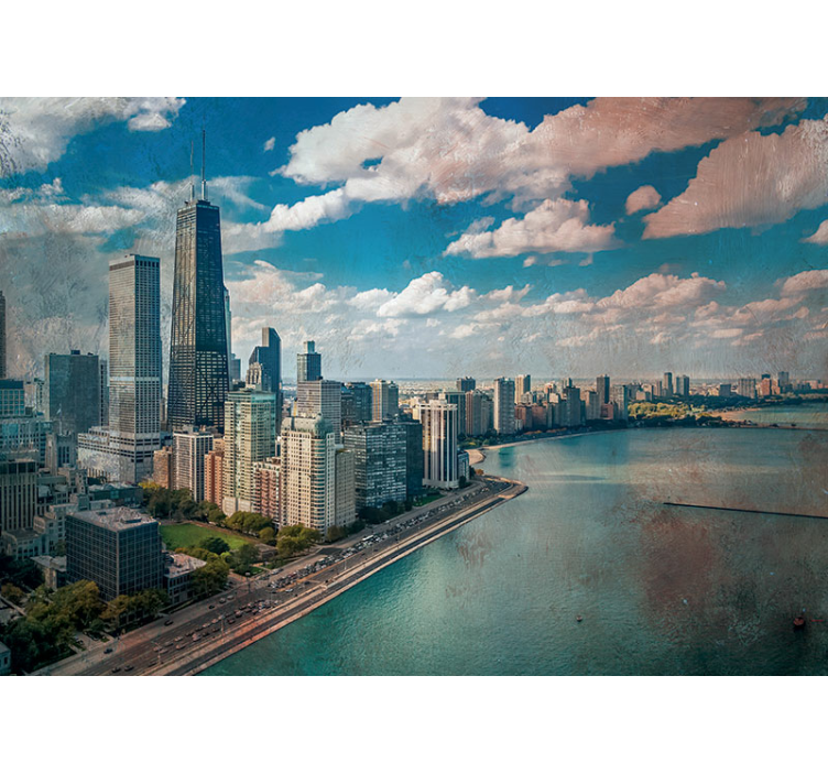 Fototapet byer chicago skyline perspektiv - Tenstickers