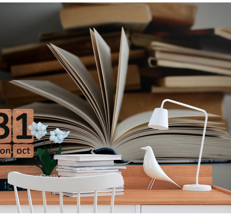 åpen bok fototapet vintage - Tenstickers