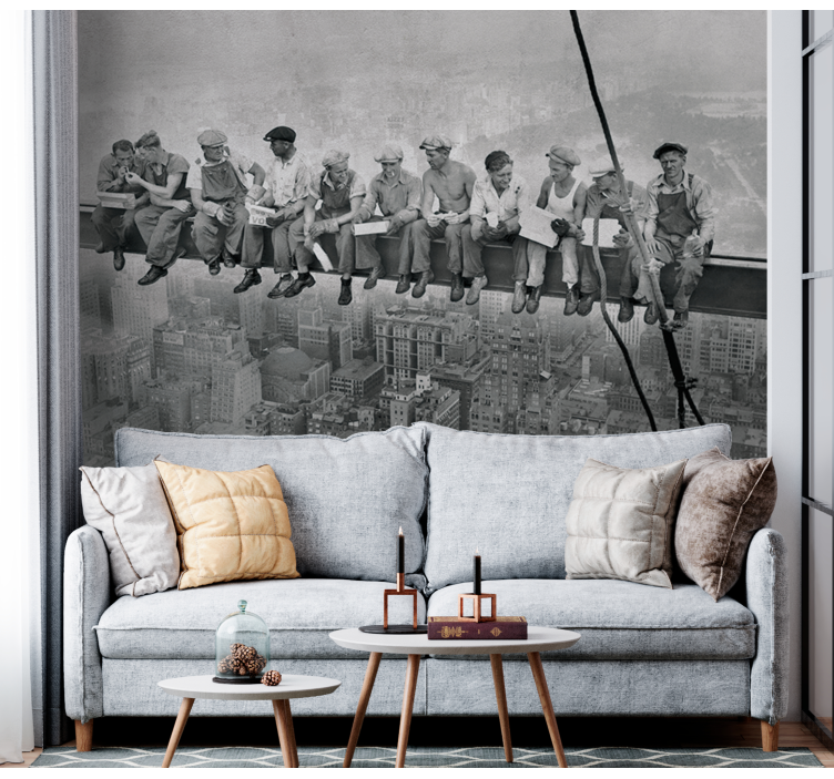 Arbeidere på bjelke fototapet mennesker - Tenstickers