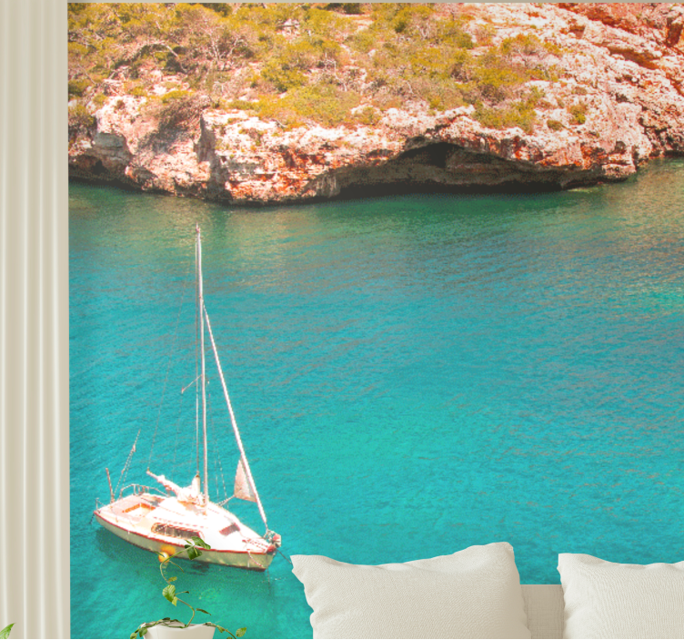 Asurblått hav mallorca fototapet sjø - Tenstickers