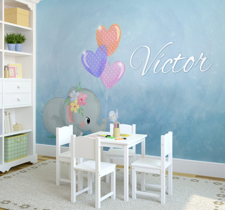 Baby elefant personlig barnehagefototapet - Tenstickers