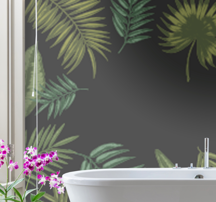 Banan mørke vintage blader fototapet stue - Tenstickers