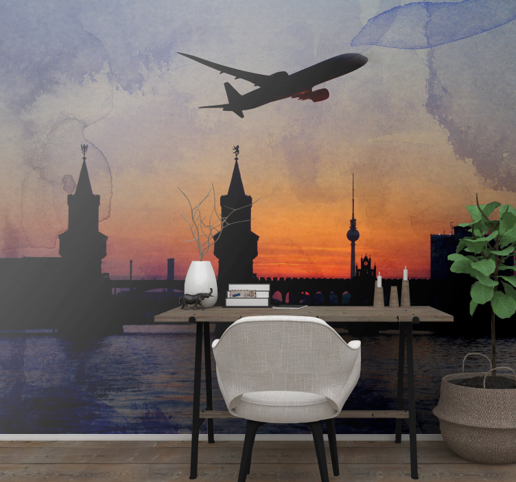 Berlins skyline og et fototapet - Tenstickers