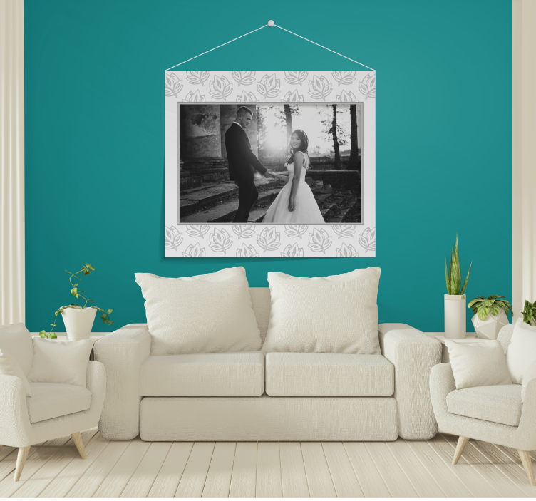 Floral wall frame tilpasset fototapet - Tenstickers