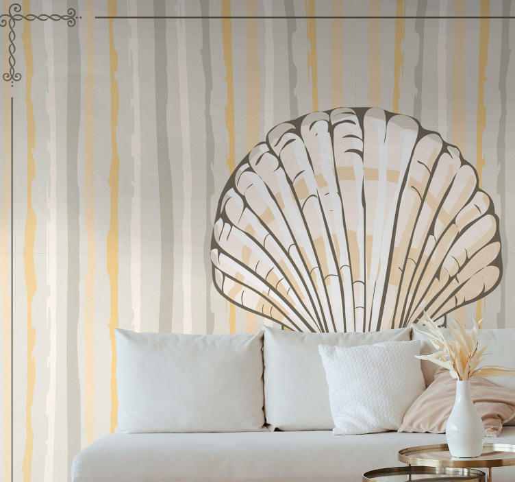 Blomsterdesign med skjell fototapet blomster - Tenstickers