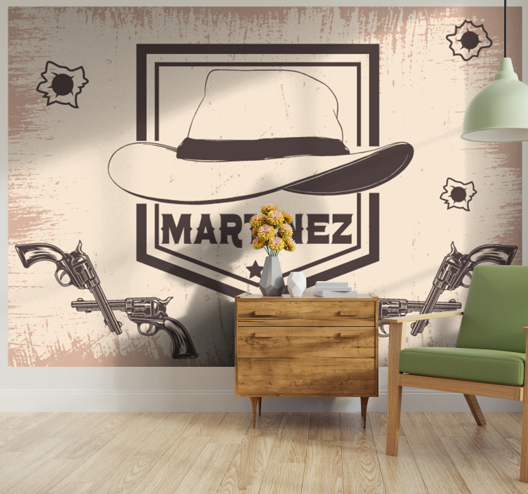 Cowboyhatt med bakgrunnsbilde med navnestue - Tenstickers
