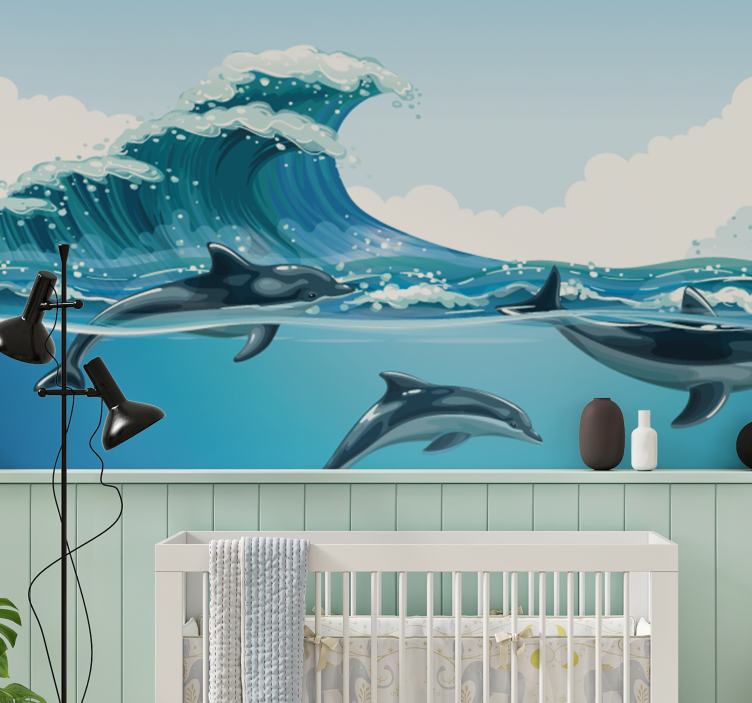 Delfiner svømming fototapet - Tenstickers