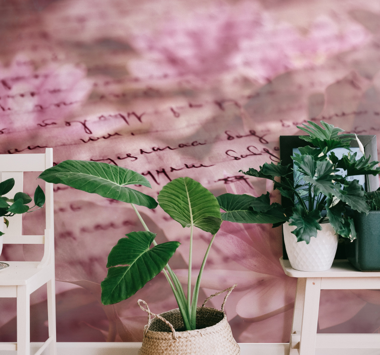 Delikat blomsterskrift fototapet blomster - Tenstickers