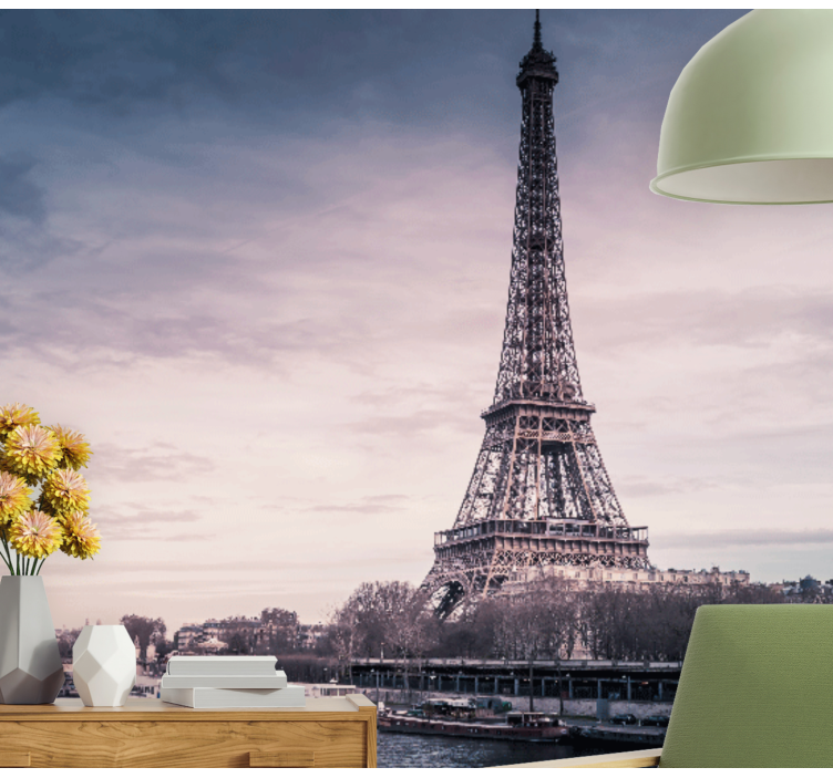 Eiffeltårnet silhuett fototapet Paris - Tenstickers