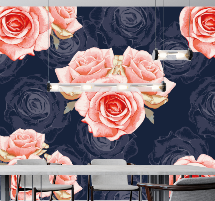 Elegante rosa blomster fototapet rose - Tenstickers