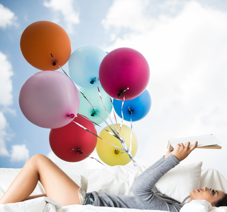 Fargerike ballonger med himmel fototapet spedbarn - Tenstickers