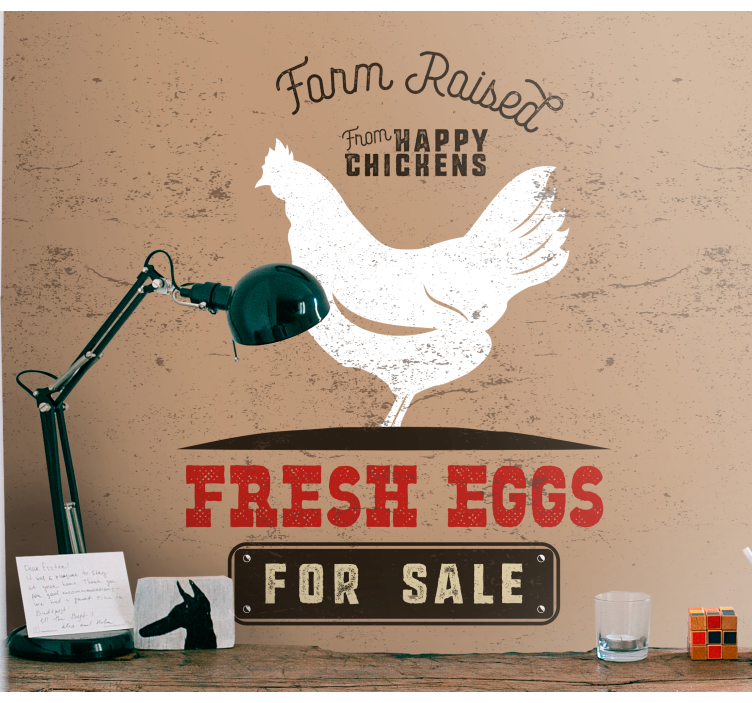 Ferske egg hvit kylling fototapet dyr - Tenstickers