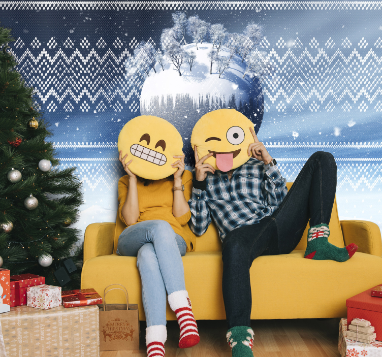 Festlig emoji-moro jul fototapet - Tenstickers