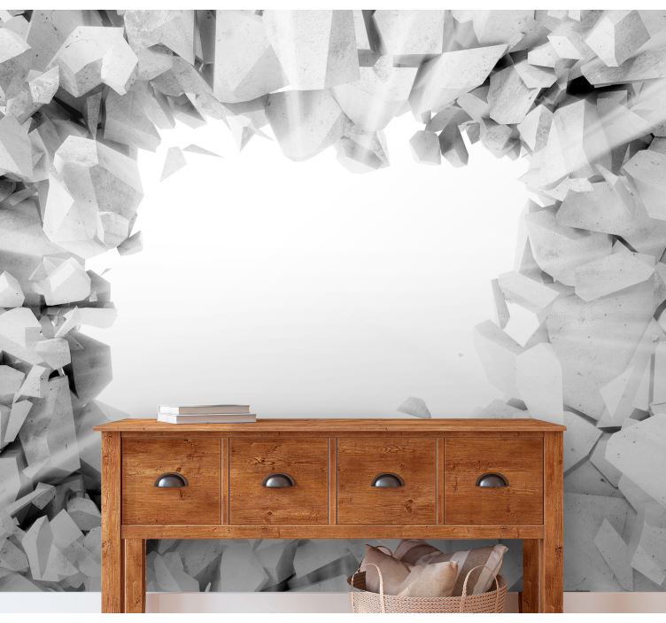 Fototapet 3d knust betong tekstur - Tenstickers