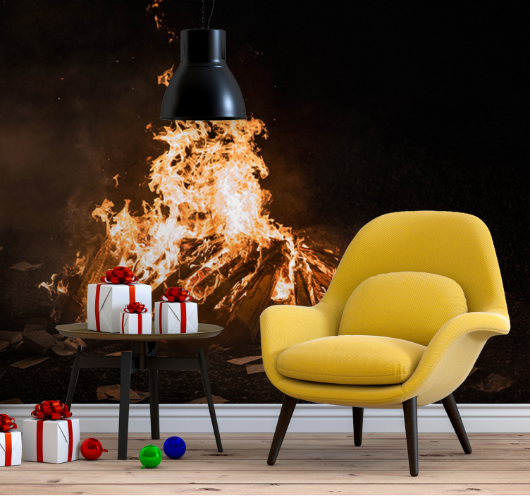Fototapet abstrakt flammende bålscene - Tenstickers