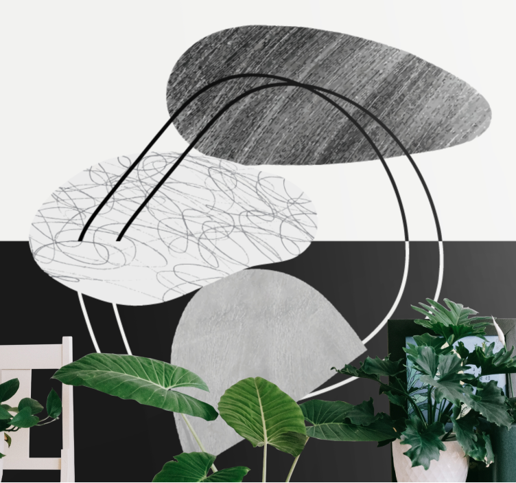 Fototapet abstrakt geometriske monokrome former - Tenstickers