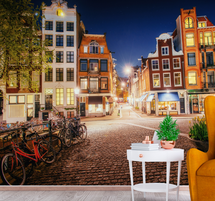 Fototapet amsterdam sjarmerende gate i amsterdam - Tenstickers